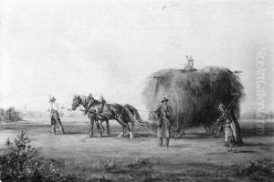 Bauern Bei Der Heuernte by Ludwig Mueller-Cornelius