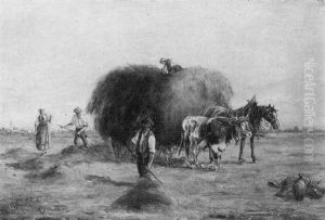 Bauern Bei Der Heuernte by Ludwig Mueller-Cornelius