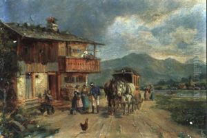 Ankunft Der Postkutsche by Ludwig Mueller-Cornelius