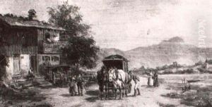 Halt Der Postkutsche Vor Dem Bauernhaus Am See Halt Der Postkutsche Vor Dem Bauernhaus Am See