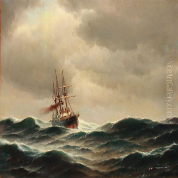 A Passenger Steamer In High Waves - view 1