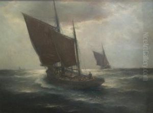 Bateau De Peche Au Large by Franz Mueller-Gossen