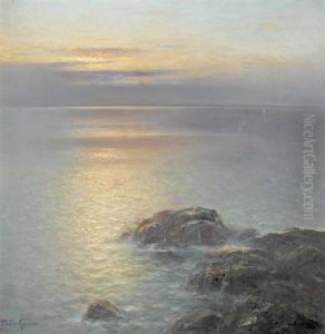 Meereskuste In Abendstimmung by Franz Mueller-Gossen