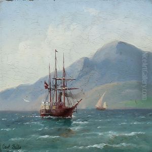 Marine With A Danish Screw Frigate Near A Coast