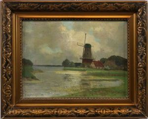 Wohl Bodden-landschaft Mit Muhle Und Bauernkate by Paul Mueller-Kaempff