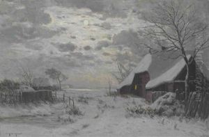 Winterliche Dorflandschaft by Paul Mueller-Kaempff