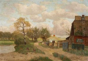 A North German Landscape With Farm House