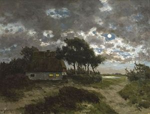 Aufgehender Mond Uber Dem Bodden