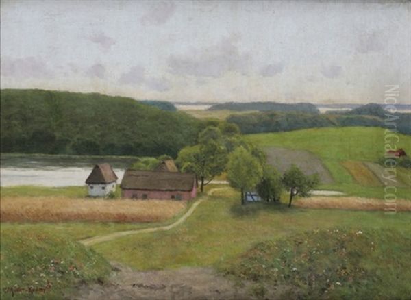 Mecklenburgische Landschaft Mit Bauernhof Am See - view 1
