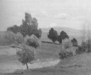 Niederdeutsche Landschaft Mit Sandhugeln Und Einzeln Stehenden Baumen by Paul Mueller-Kaempff