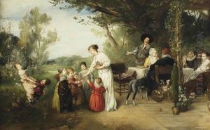 Afternoon Picknick With Three Generations by Gustav Adolf Mueller-Koburg
