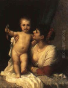 Italiensk Kvinna Med Barn by Gustav Adolf Mueller-Koburg
