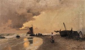 Segelboote Am Ostseestrand by Konrad Alexander Mueller-Kurzwelly