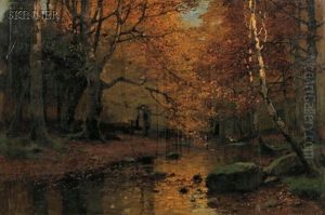 Autumn Landscape With Brook And Moss-covered Rocks by Konrad Alexander Mueller-Kurzwelly