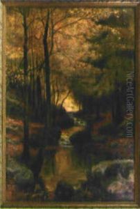 Waldlandschaft Mit Bachlauf by Konrad Alexander Mueller-Kurzwelly