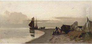 The Shoreline At Sunset by Konrad Alexander Mueller-Kurzwelly