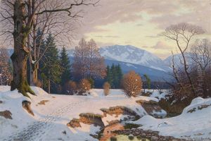 Open Winter Landscape In The Evening Light by Fritz Mueller-Landeck