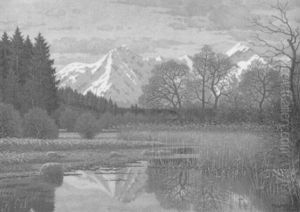 Vorfruhling Mit Herzogstand-heimgarten by Fritz Mueller-Landeck
