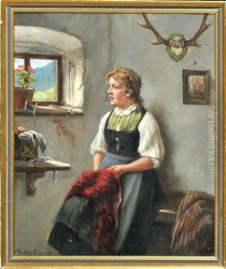 Bauernmagd Bei Der Naharbeit In Kammer