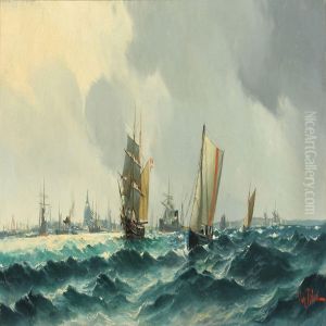 Numerous Ships On The Sound By Copenhagen