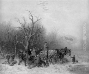 Verschneiter Winterwald by Albert Mueller-Lingke