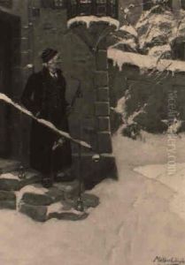 Alter Mann Im Morgenrock Mit Langstieliger Pfeife by Albert Mueller-Lingke
