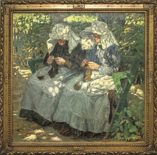 Zwei Landfrauen Bei Der Handarbeit - view 1