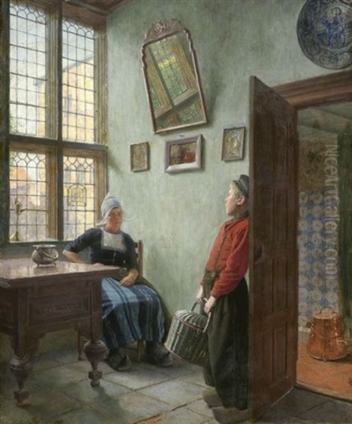 Niederlandisches Interieur (eine Frau Unterhalt Sich Mit Einem Botenjungen) - view 1