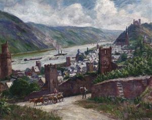Blick Auf Oberwesel Am Rhein Mit Liebfrauenkirche Und Schoneburg