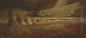 Strohmandl In Gewitterlandschaft by Anton Mueller-Wischin