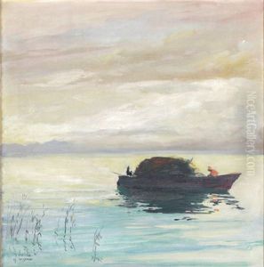 Chiemsee, Ansicht Mit Boot by Anton Mueller-Wischin