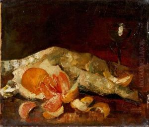 Stillleben Mit Orangen Und Zitronen by Anton Mueller-Wischin