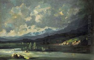 Tiroler Ache Bei Gewitterstimmung by Anton Mueller-Wischin