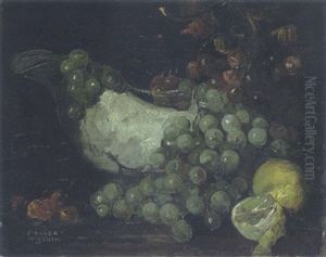 Stilleben Mit Weintrauben Und Zitronen by Anton Mueller-Wischin