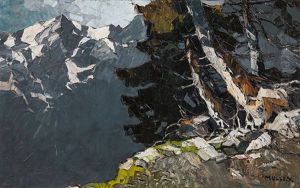 Mountain Landscape With Trees by Oskar Mulley