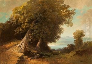 Forrest Landscape With Lake View by Oskar Mulley