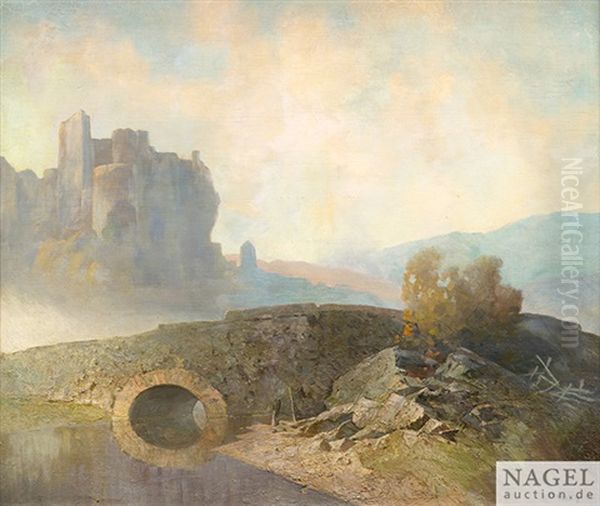 Landschaft Mit Bogenbrucke Und Burgruine - view 1