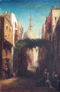 Ecole Orientaliste Vue Du Caire by Etienne Billet