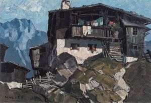 Hof Im Gebirge 1928 by Oskar Mulley