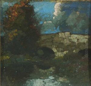 Bachlandschaft Mit Steinbrucke by Oskar Mulley
