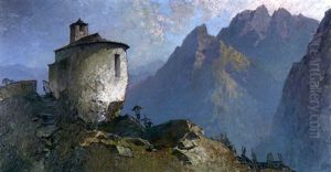 Verlassene Bergkapelle Mit Friedhof Vor Machtiger Gebirgskulisse by Oskar Mulley