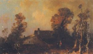 Bauernhof Bei Abendstimmung Bauernhof Bei Abendstimmung