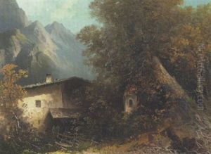 Bergbauernhof Im Herbstwald by Oskar Mulley
