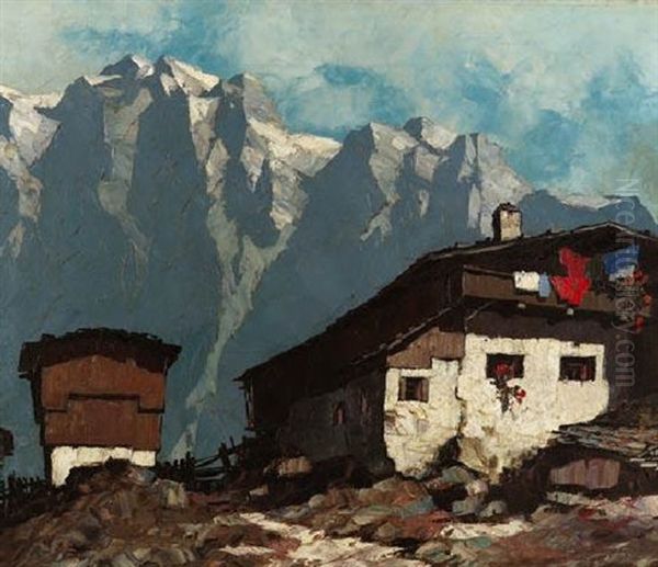 Berggehoft Vor Einem Gebirgsmassiv - view 1
