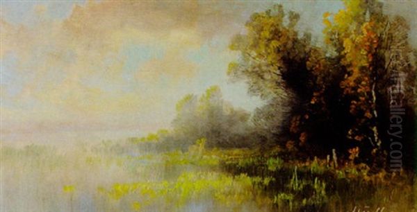 Landschaft, Im Hintergrund See Mit Segelbooten - view 1