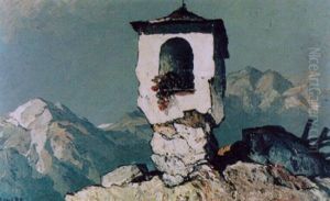 Gebirgslandschaft Mit Kapelle by Oskar Mulley