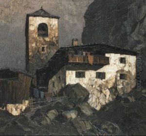 Bergkirche Mit Bauernhof by Oskar Mulley