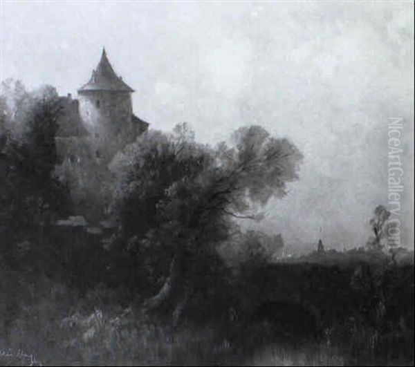 Blick Auf Eine Burg Hinter Baumen - view 1