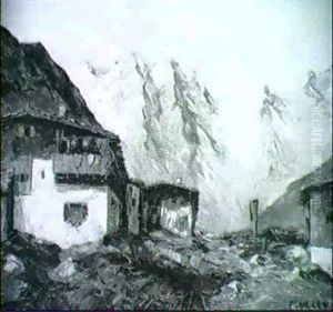 Bergdorf In Den Alpen (oskar Mulley?) by Oskar Mulley