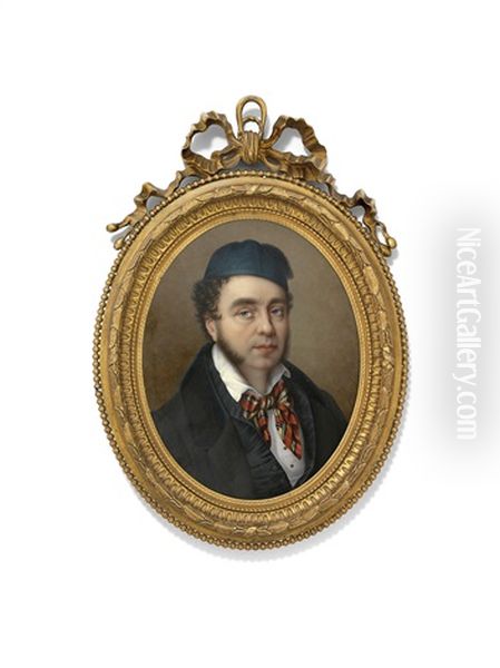 A Presumed Self-portrait Of The Artist Wearing A Black Hat And Tartan Scarf - view 1